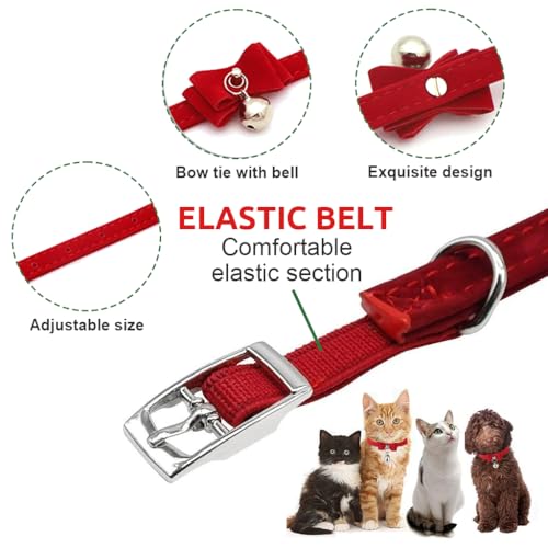 Qpets® Cat Collar, Adjustable Belt, Strong Breakaway Buckle with Bell, Velvet Neck Strap Soft Plush Gift for Cats, Total Length 36CM/14.17in, 3 PCS Qpets® Cat Collar, Adjustable Belt, Strong Breakaway Buckle with Bell, Velvet Neck Strap Soft Plush Gift for Cats, Total Length 36CM/14.17in, 3 PCS